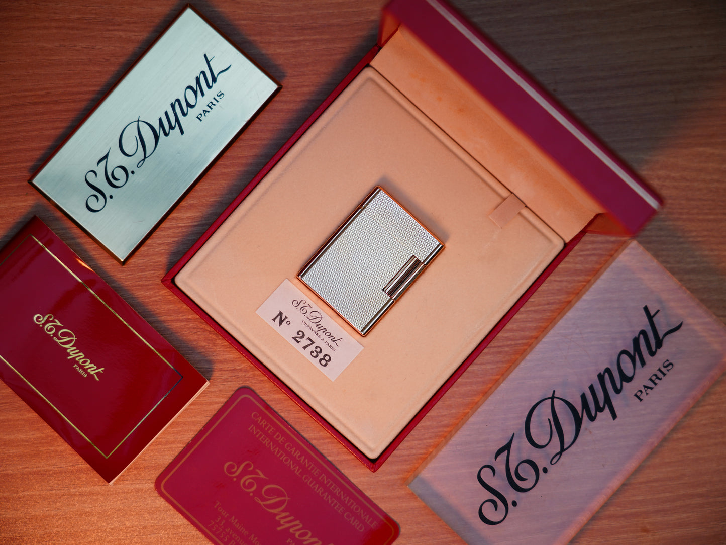 Vintage St Dupont Ligne 1 Heavy 24k Gold Finish Small Size micro Diamond Head rare Pipe Flame / with box and document