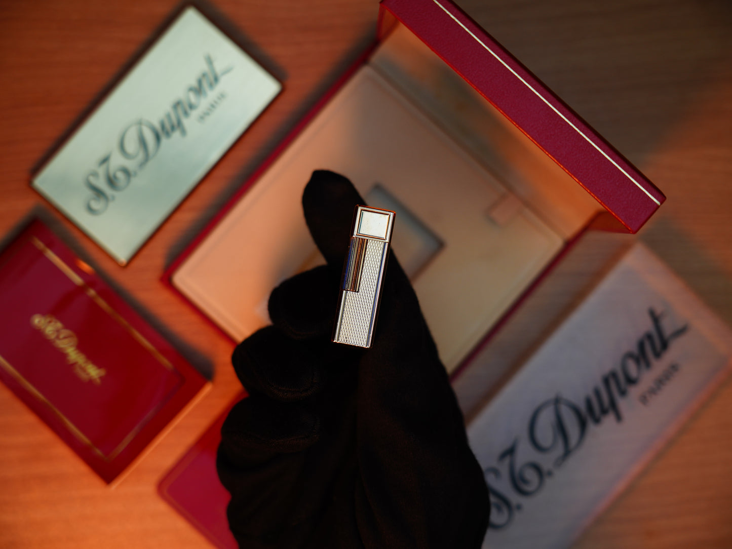 Vintage St Dupont Ligne 1 Heavy 24k Gold Finish Small Size micro Diamond Head rare Pipe Flame / with box and document
