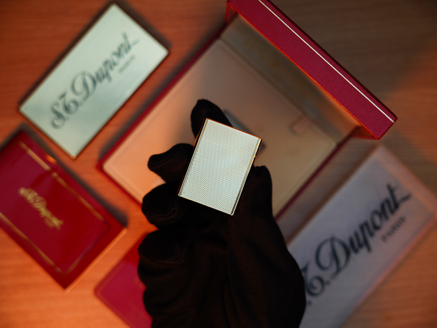 Vintage St Dupont Ligne 1 Heavy 24k Gold Finish Small Size micro Diamond Head rare Pipe Flame / with box and document