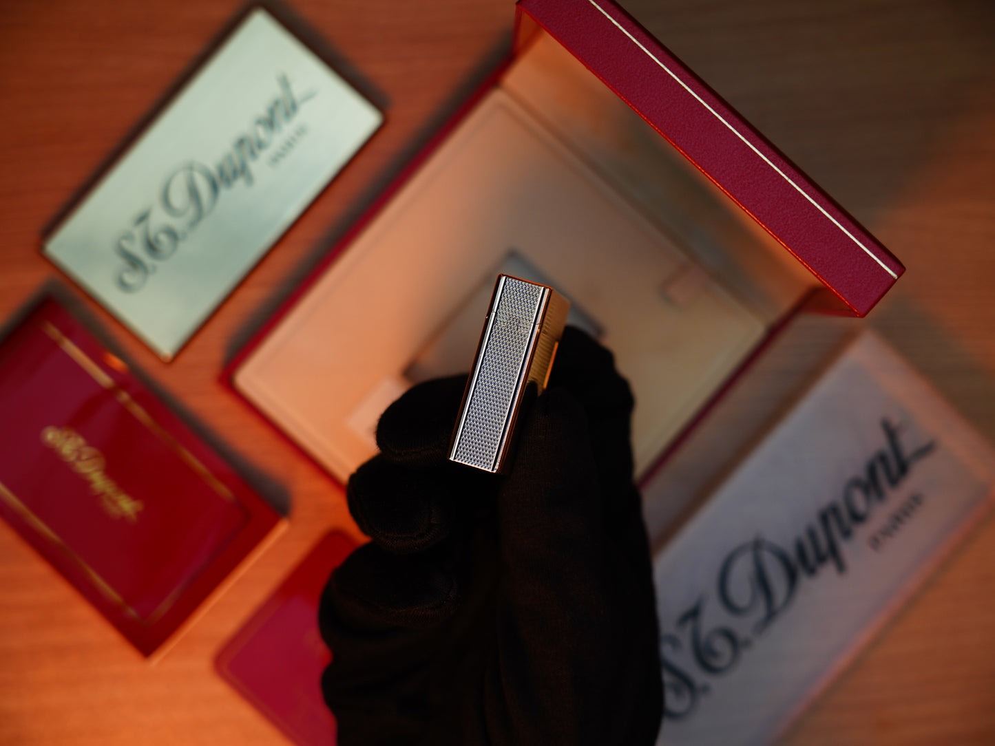 Vintage St Dupont Ligne 1 Heavy 24k Gold Finish Small Size micro Diamond Head rare Pipe Flame / with box and document