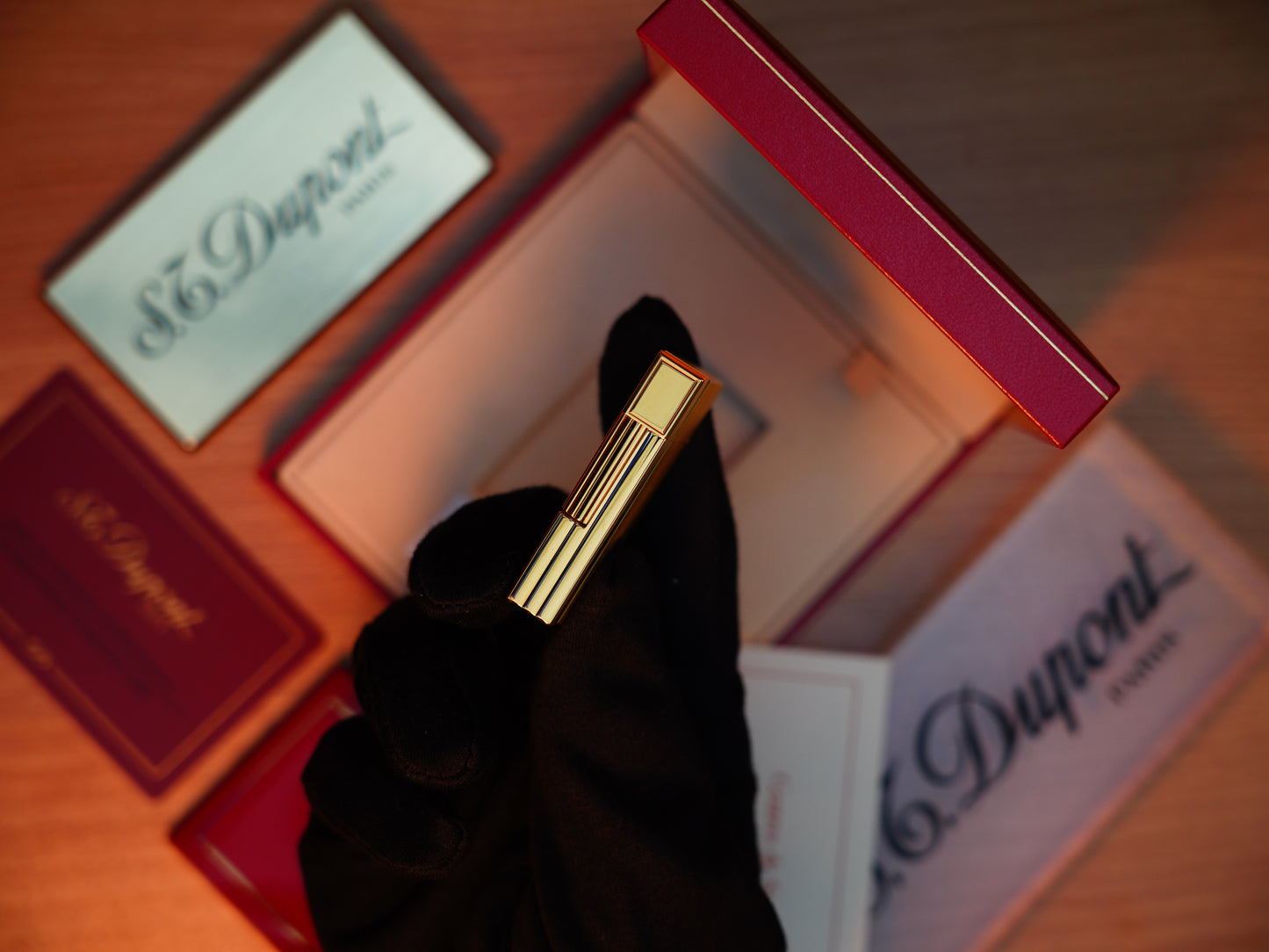 Vintage 1990 St Dupont Gatsby Heavy 24k Gold Finish Small Size Brushed Pattern / with box and document