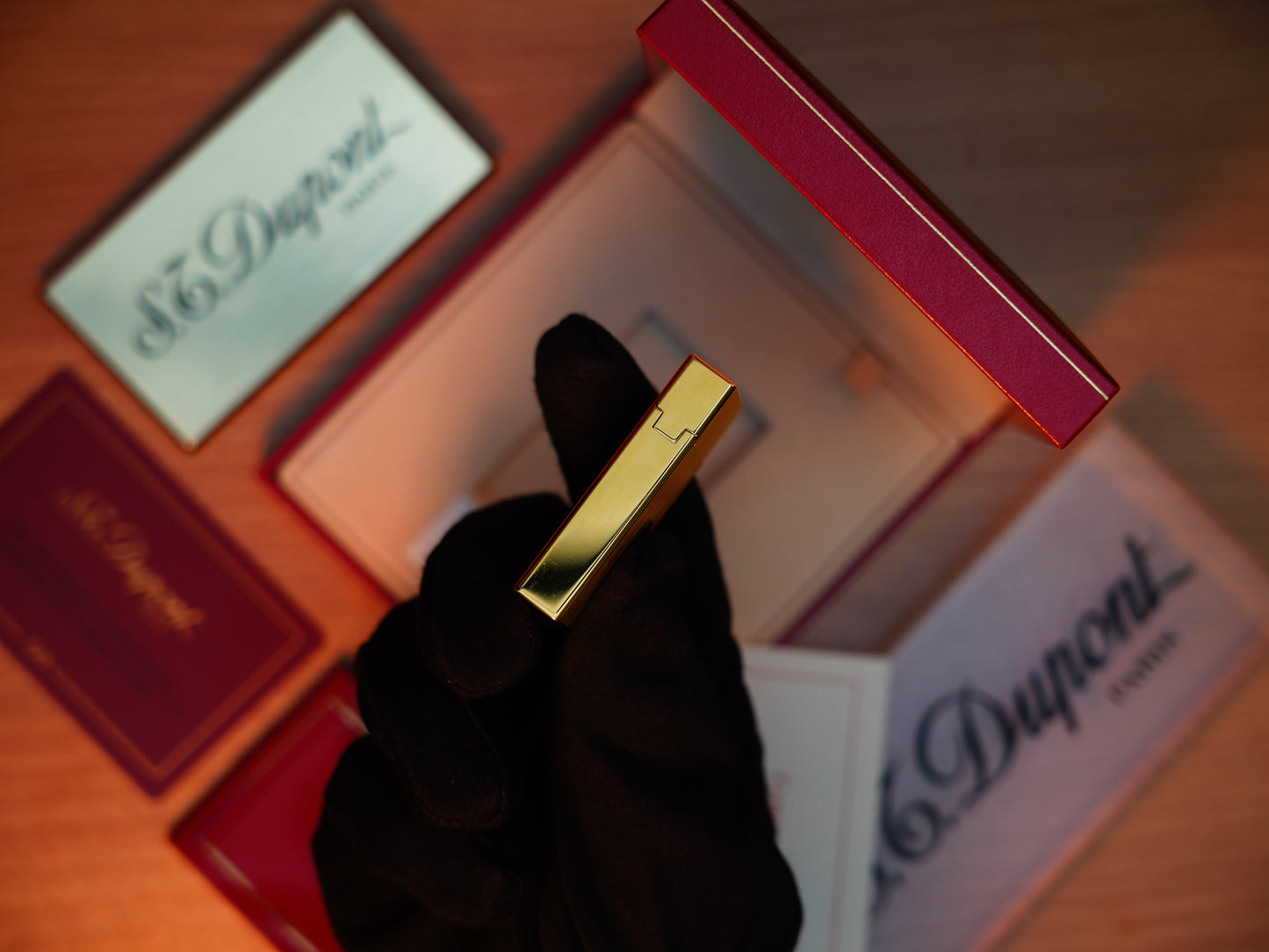 Vintage 1990 St Dupont Gatsby Heavy 24k Gold Finish Small Size Brushed Pattern / with box and document