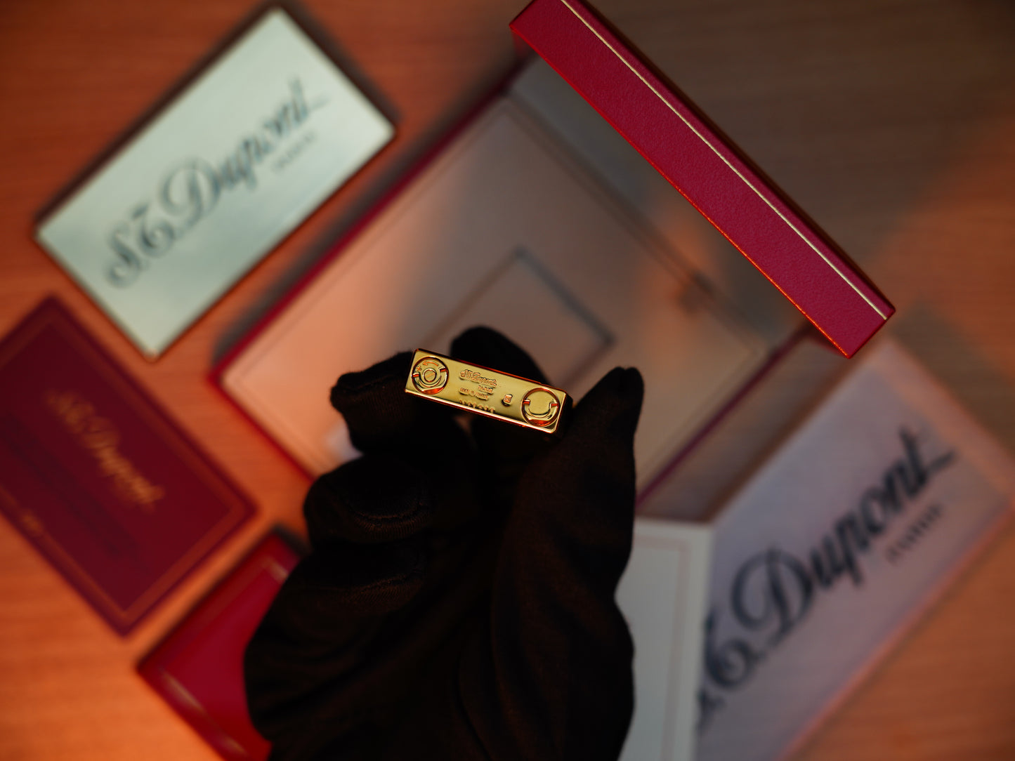 Vintage 1990 St Dupont Gatsby Heavy 24k Gold Finish Small Size Brushed Pattern / with box and document