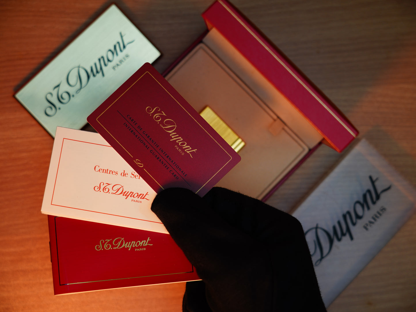 Vintage 1990 St Dupont Gatsby Heavy 24k Gold Finish Small Size Brushed Pattern / with box and document