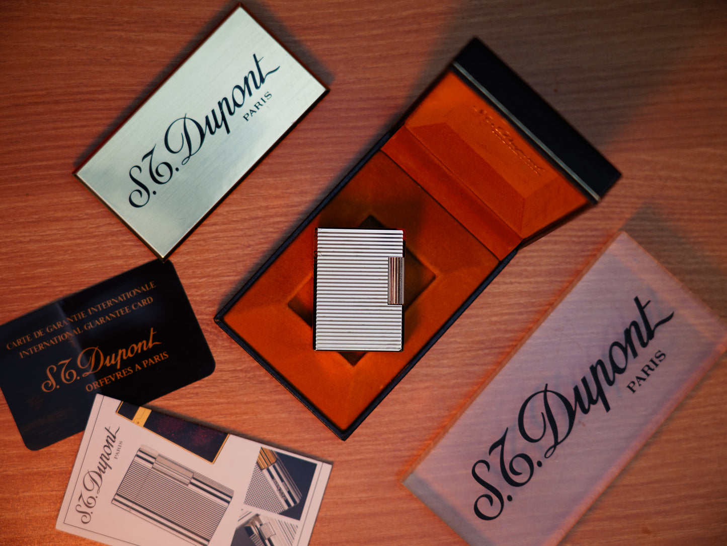 Vintage 1980 St Dupont Ligne 1 Heavy 24k Gold Finish Small Size / Full Set with box and document