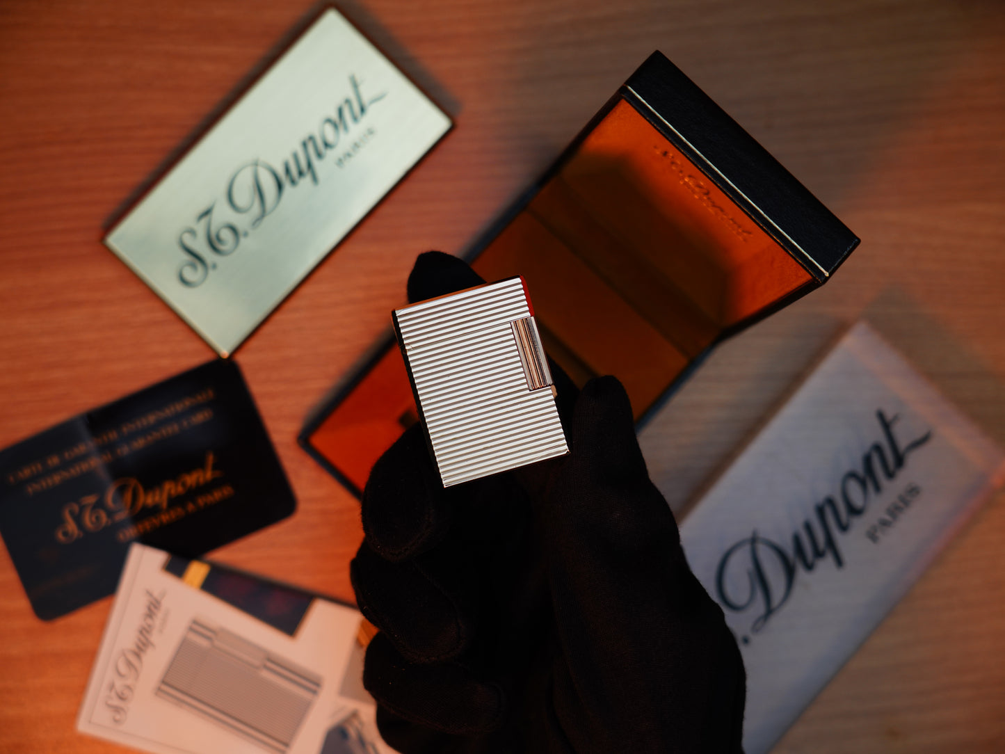 Vintage 1980 St Dupont Ligne 1 Heavy 24k Gold Finish Small Size / Full Set with box and document