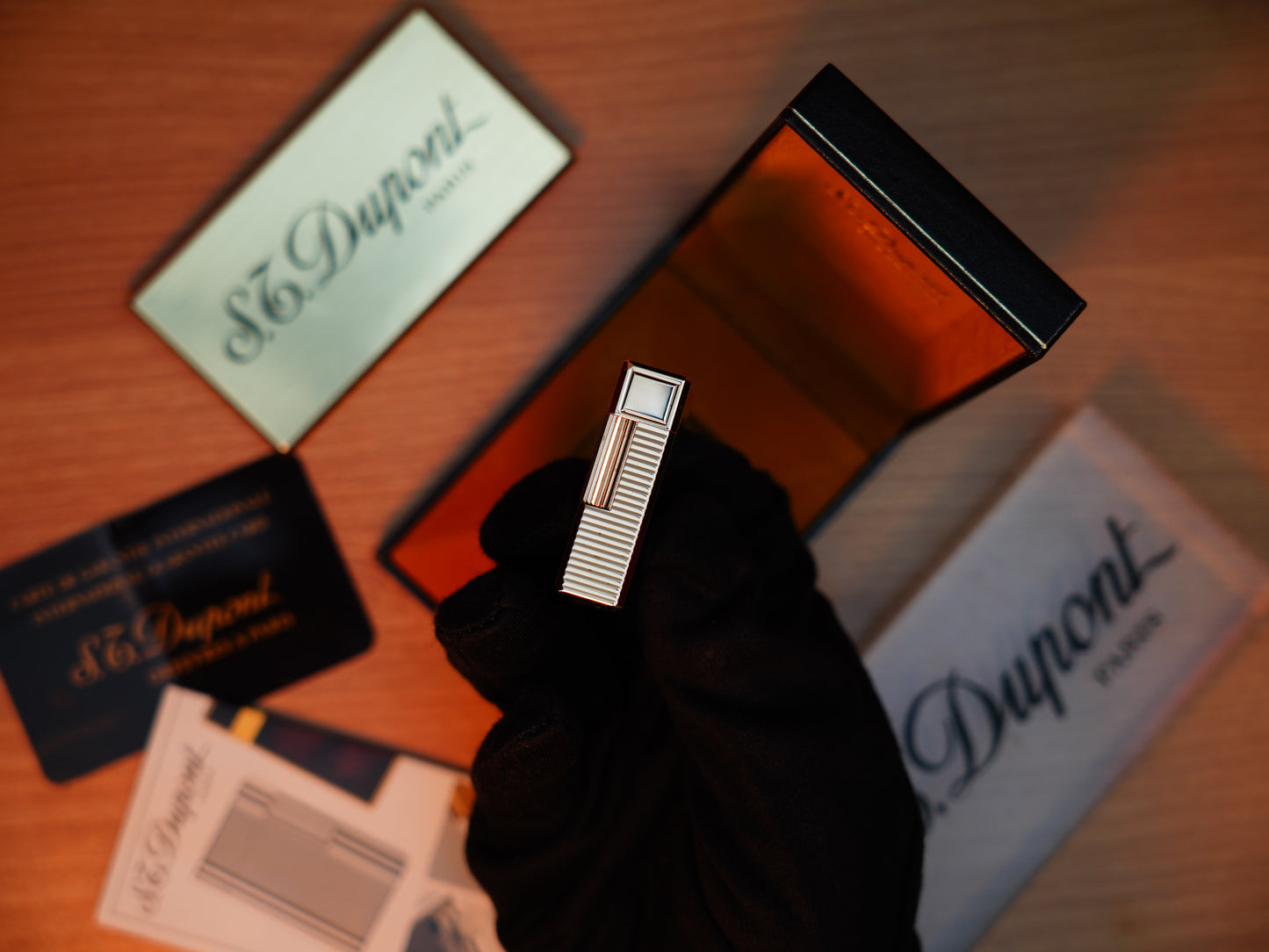 Vintage 1980 St Dupont Ligne 1 Heavy 24k Gold Finish Small Size / Full Set with box and document