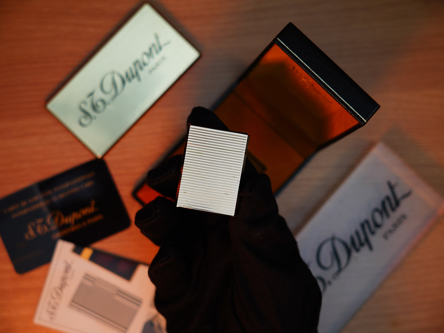 Vintage 1980 St Dupont Ligne 1 Heavy 24k Gold Finish Small Size / Full Set with box and document