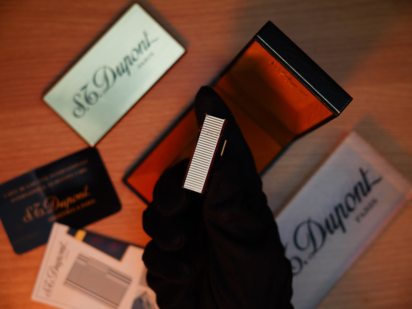 Vintage 1980 St Dupont Ligne 1 Heavy 24k Gold Finish Small Size / Full Set with box and document