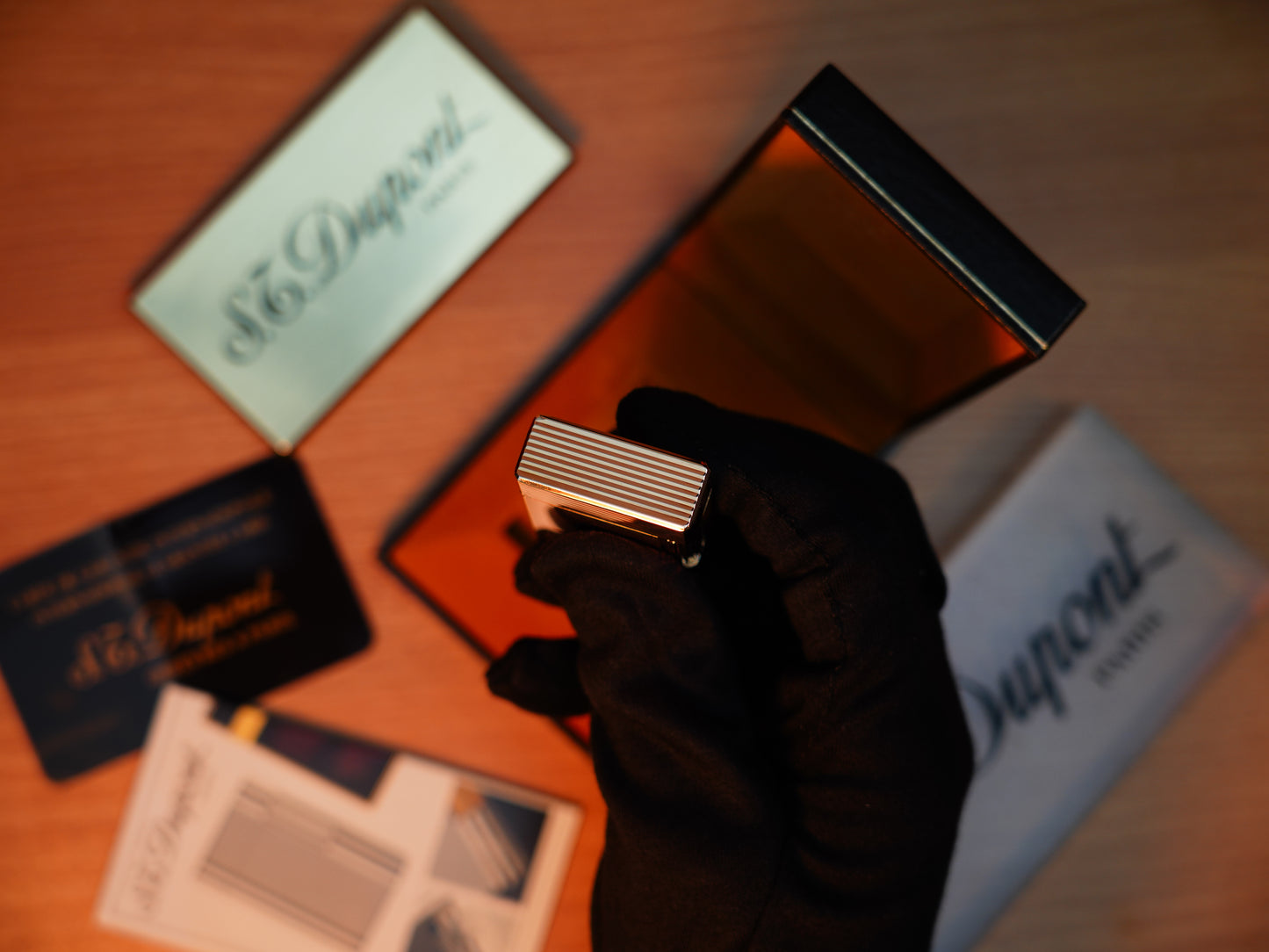 Vintage 1980 St Dupont Ligne 1 Heavy 24k Gold Finish Small Size / Full Set with box and document