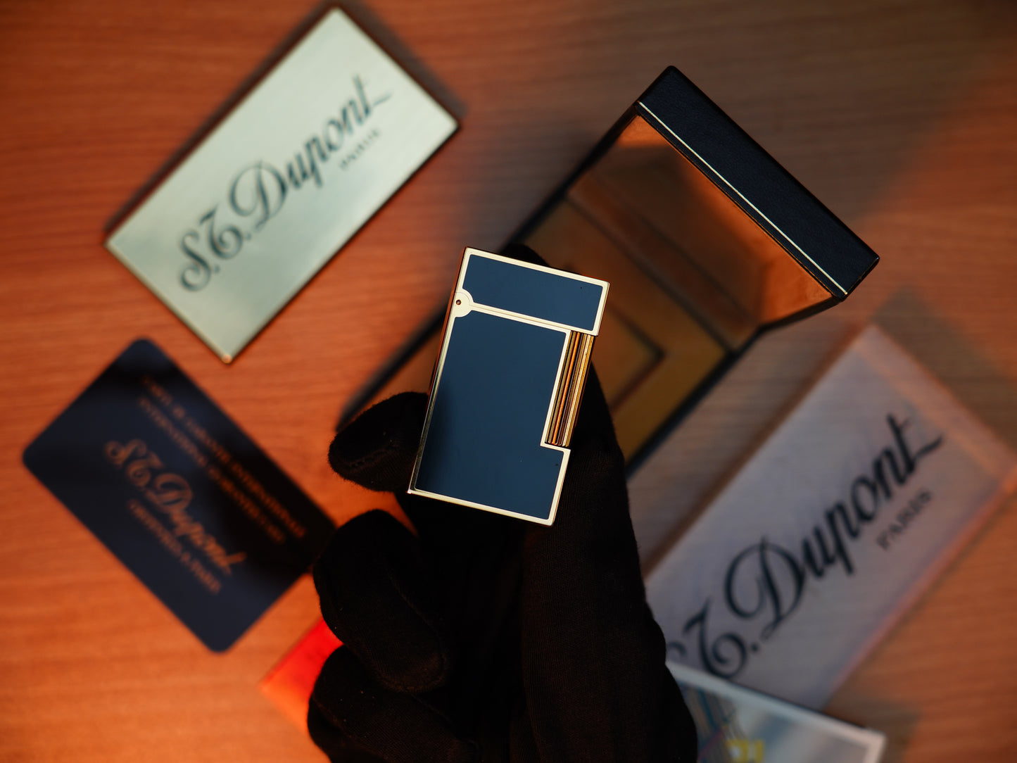 Vintage 1980 St Dupont Ligne 2 Heavy Gold Finish natural lacquer Large Size / Full Set with box and document