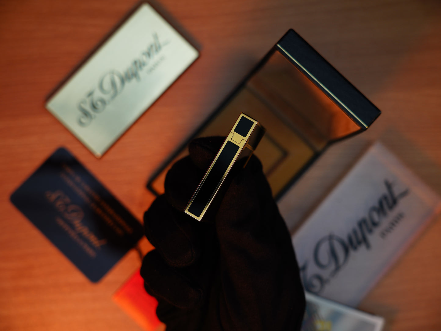 Vintage 1980 St Dupont Ligne 2 Heavy Gold Finish natural lacquer Large Size / Full Set with box and document