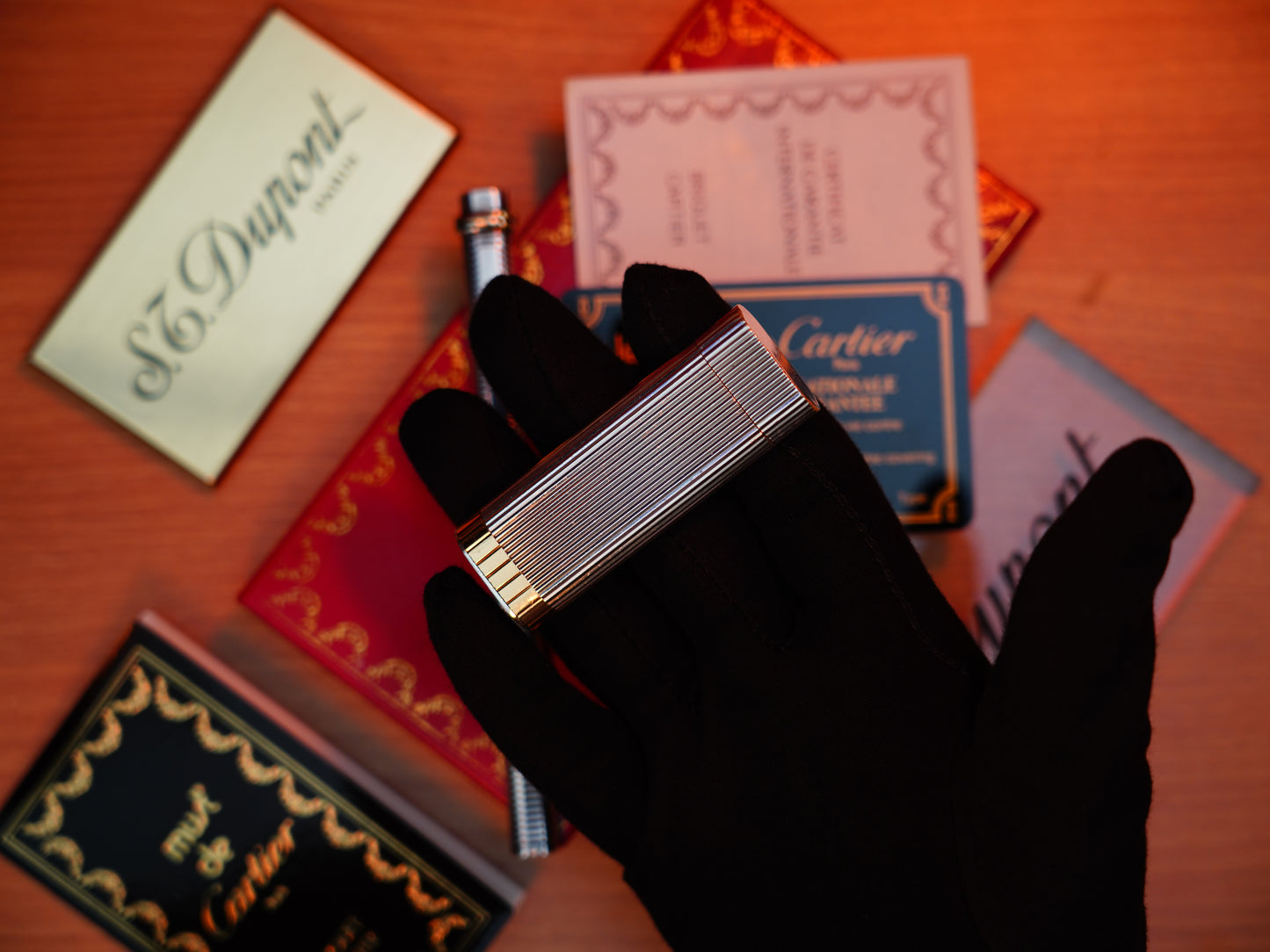 Vintage Cartier 1970 Solid 925 Sterling Silver & Gold Lighter and Marker Pen Set – Full Box and Papers