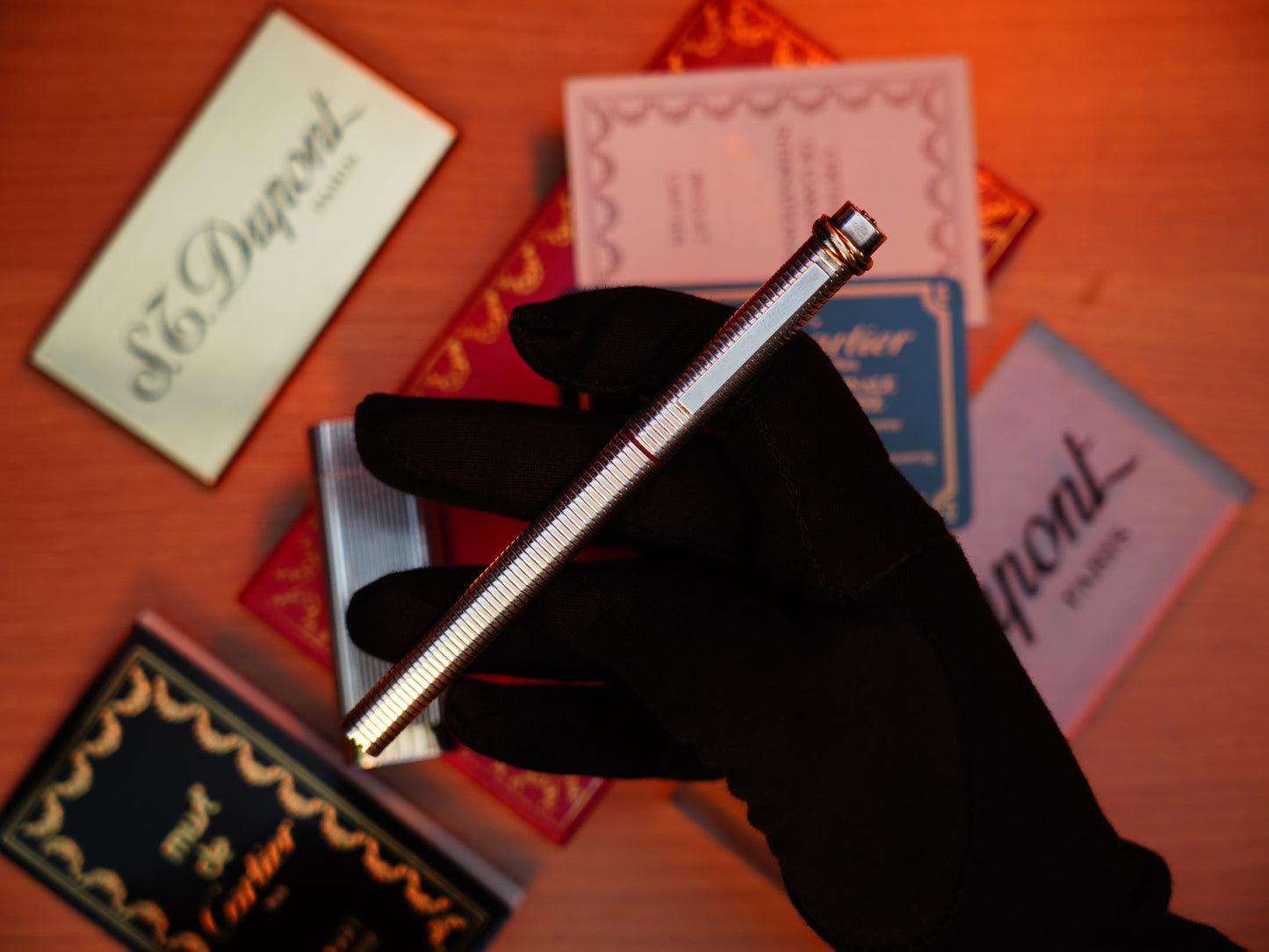 Vintage Cartier 1970 Solid 925 Sterling Silver & Gold Lighter and Marker Pen Set – Full Box and Papers