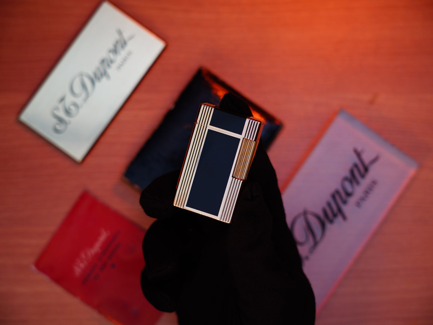 Vintage 1960 St Dupont Ligne 1 Heavy 24k Gold Finish and natural lacquer Large Size / Full Set with box and document