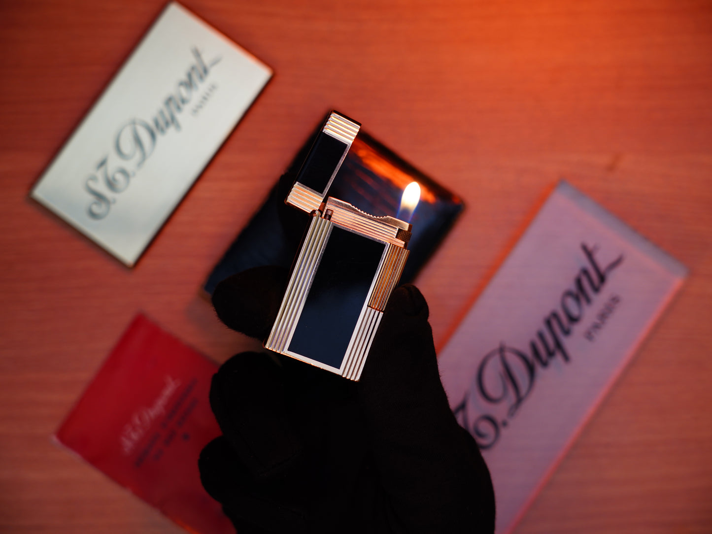 Vintage 1960 St Dupont Ligne 1 Heavy 24k Gold Finish and natural lacquer Large Size / Full Set with box and document