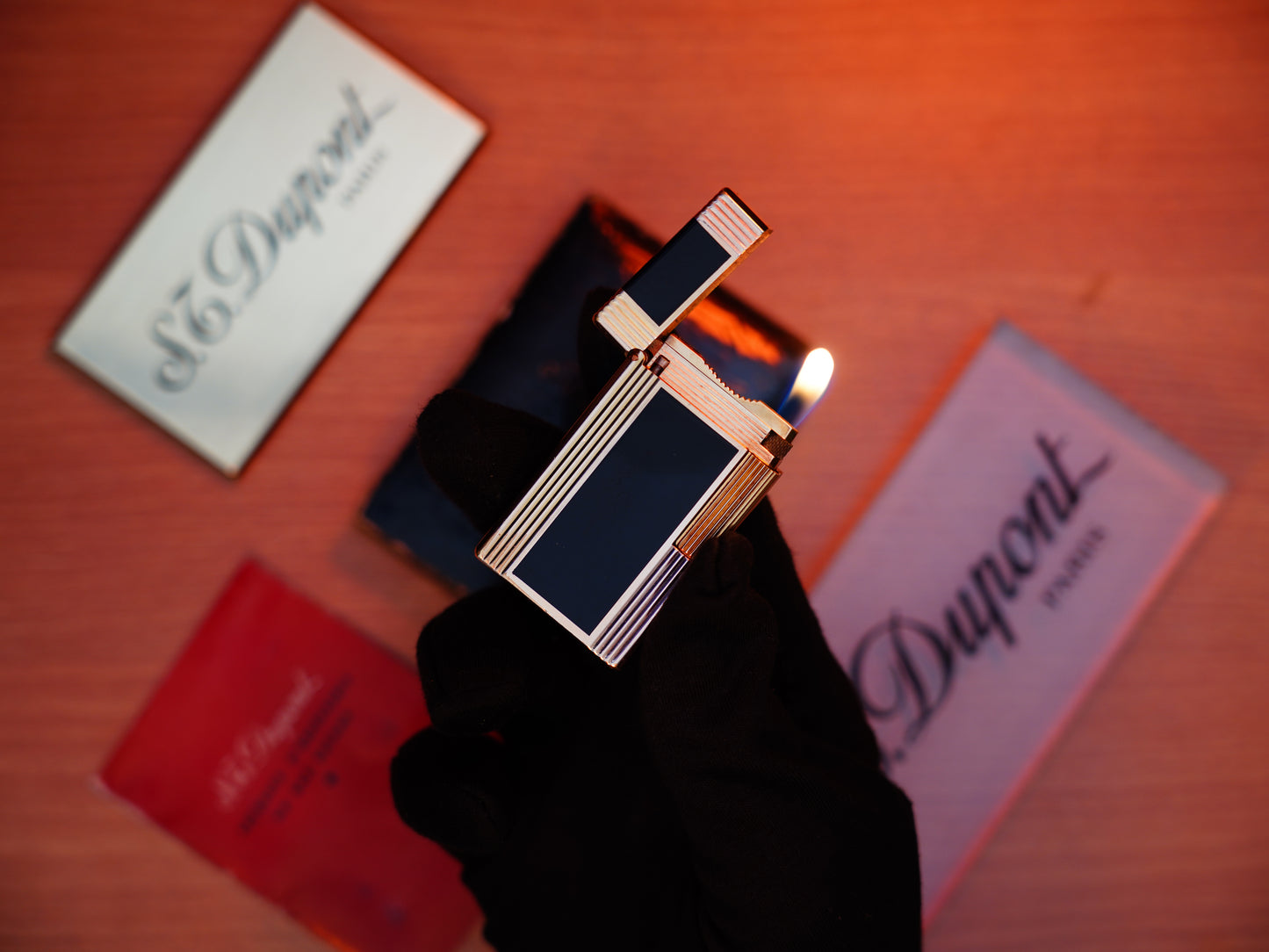Vintage 1960 St Dupont Ligne 1 Heavy 24k Gold Finish and natural lacquer Large Size / Full Set with box and document