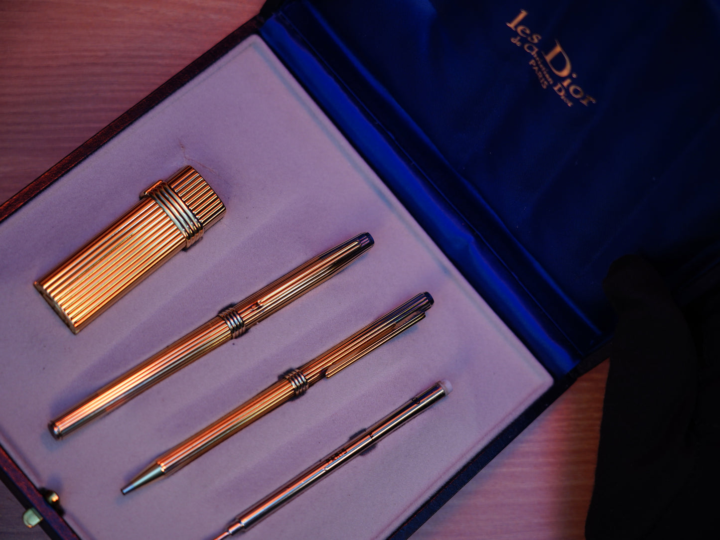 Vintage 1970 Christian Dior Vermill Solid 925 Sterling Silver Pens and lighter / rare gift set
