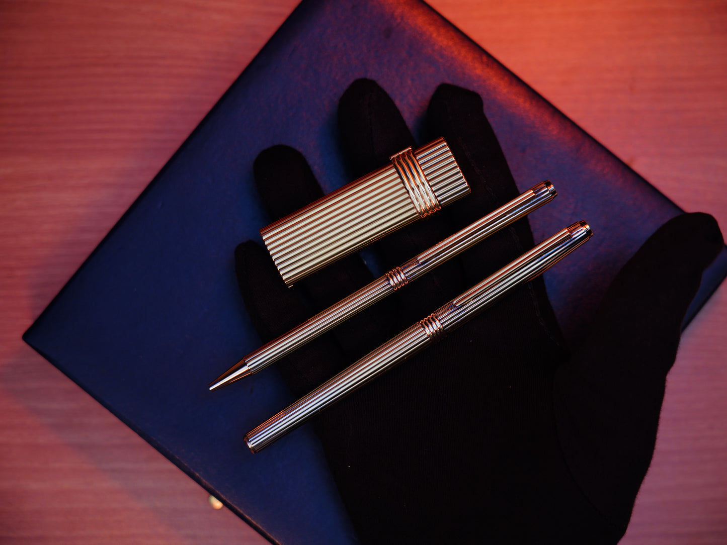 Vintage 1970 Christian Dior Vermill Solid 925 Sterling Silver Pens and lighter / rare gift set