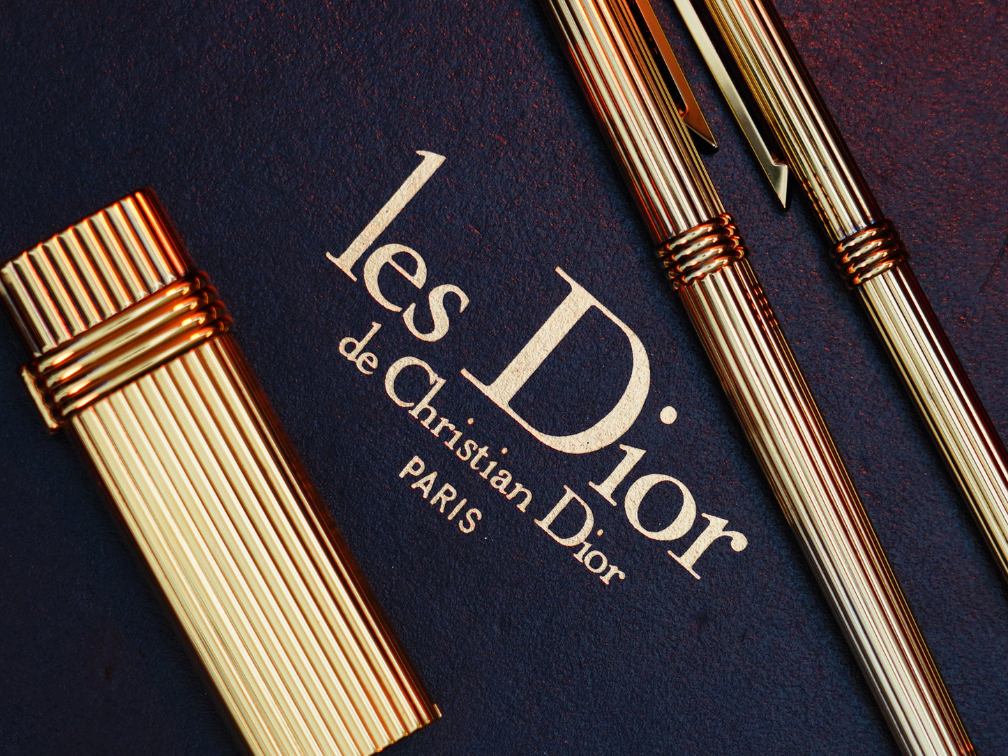 Vintage 1970 Christian Dior Vermill Solid 925 Sterling Silver Pens and lighter / rare gift set