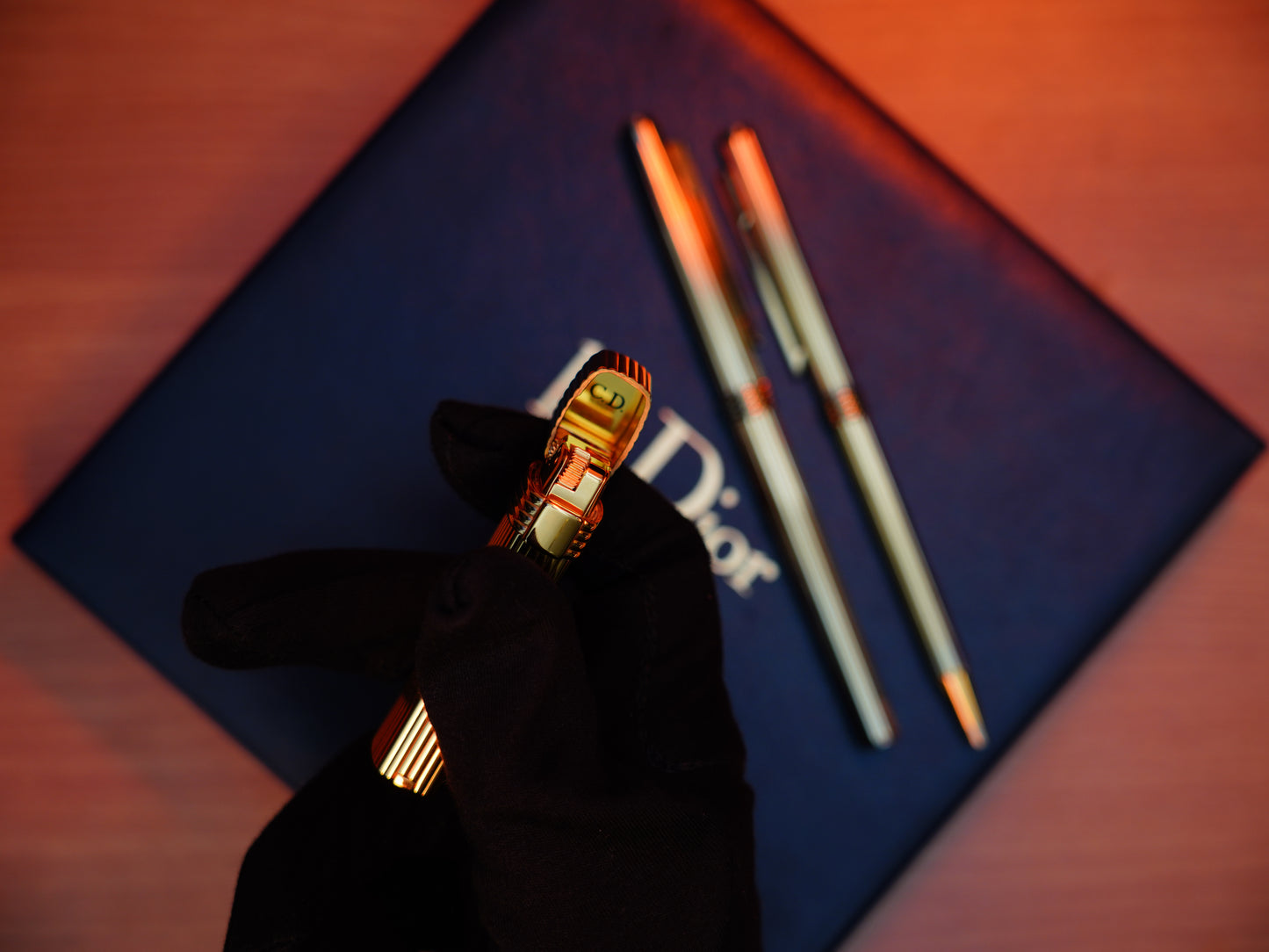 Vintage 1970 Christian Dior Vermill Solid 925 Sterling Silver Pens and lighter / rare gift set
