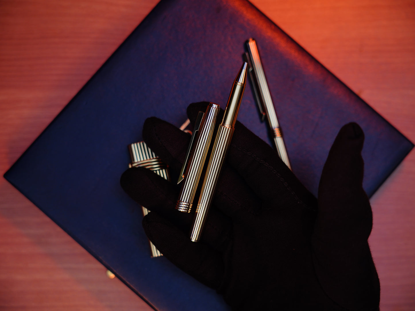 Vintage 1970 Christian Dior Vermill Solid 925 Sterling Silver Pens and lighter / rare gift set