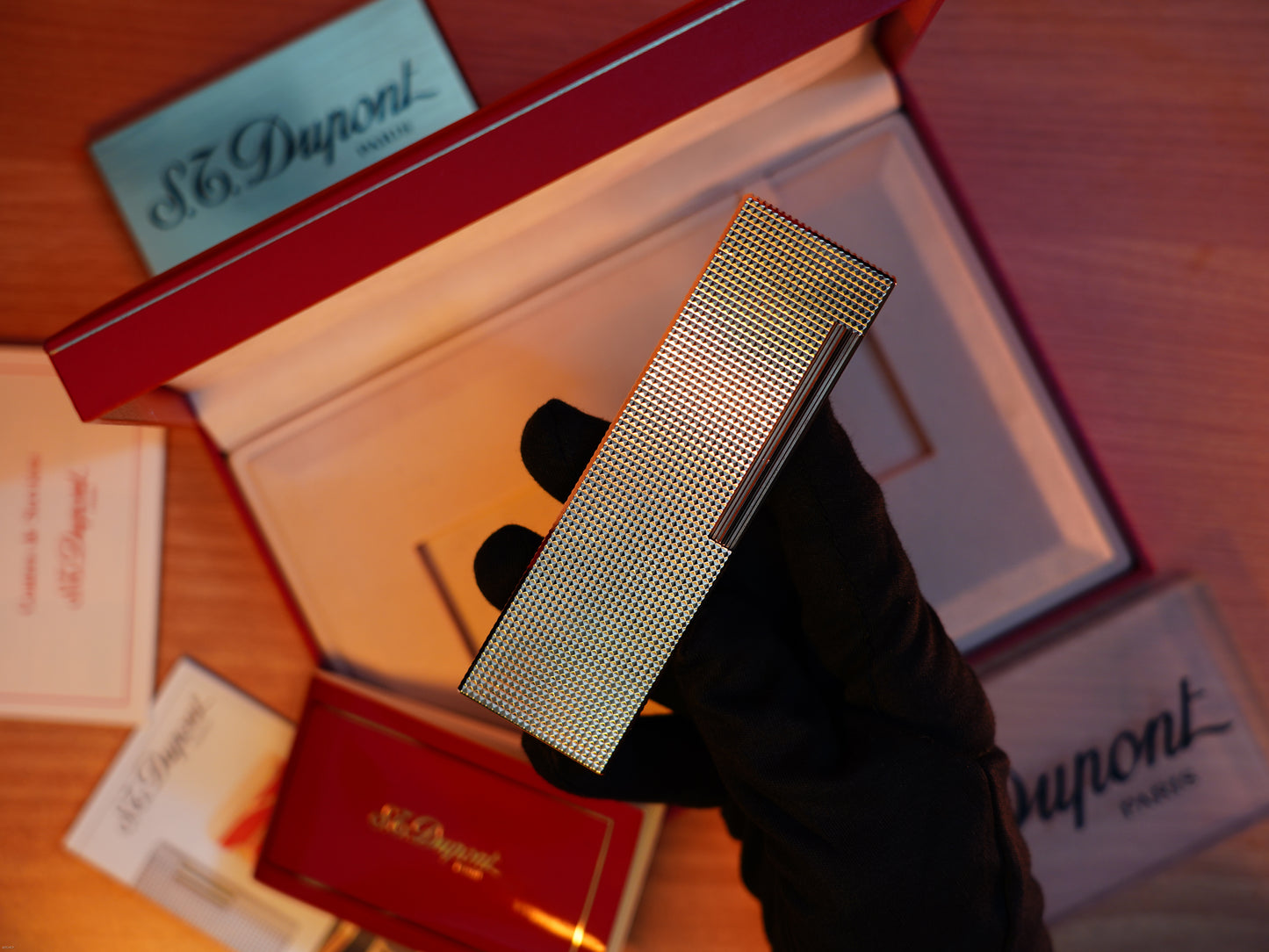 Vintage S.T. Dupont Ligne 2 Table Lighter – 1980 Heavy 18K Gold Finish