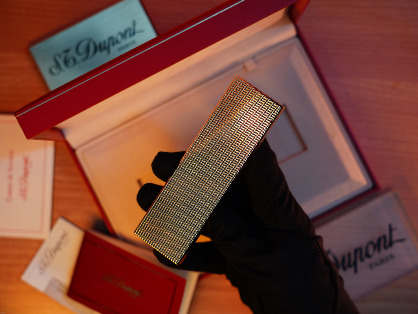 Vintage S.T. Dupont Ligne 2 Table Lighter – 1980 Heavy 18K Gold Finish