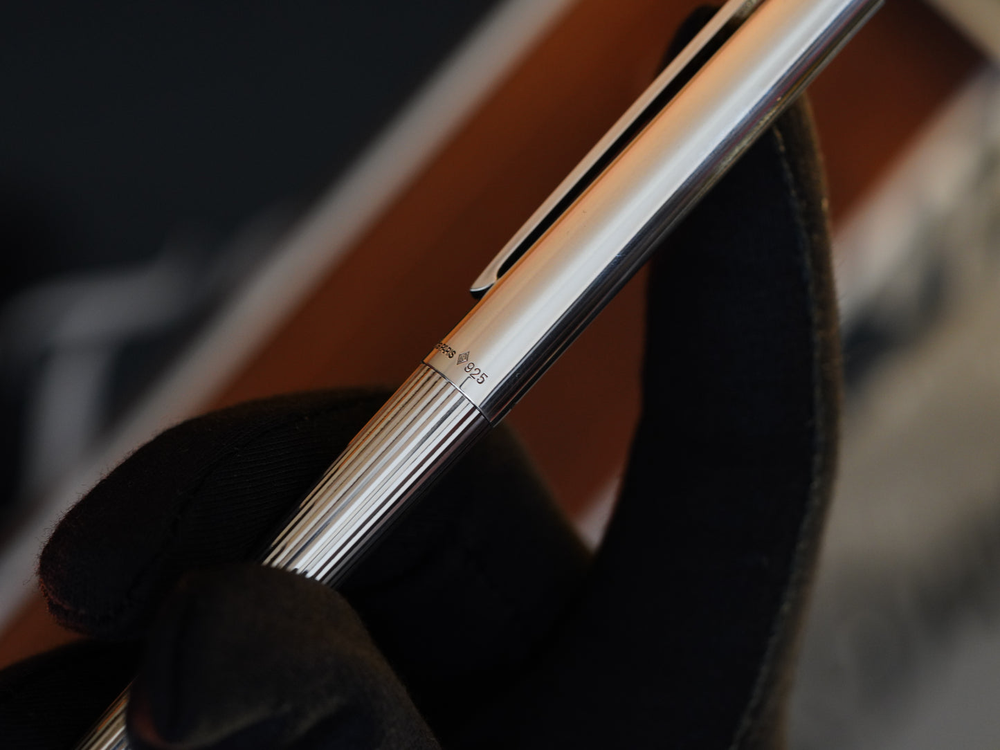 Vintage 1970 S.T. Dupont Luxury Fountain Pen – Solid 925 Sterling Silver - 18K Solid Gold Nib - Vertical Line