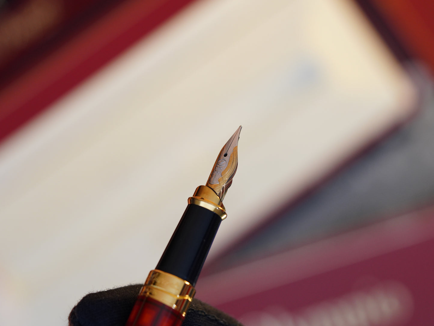 Vintage St Dupont Olympio Limited Vertigo Natural Lacquer Luxury 18k Solid Gold F Fountain Pen