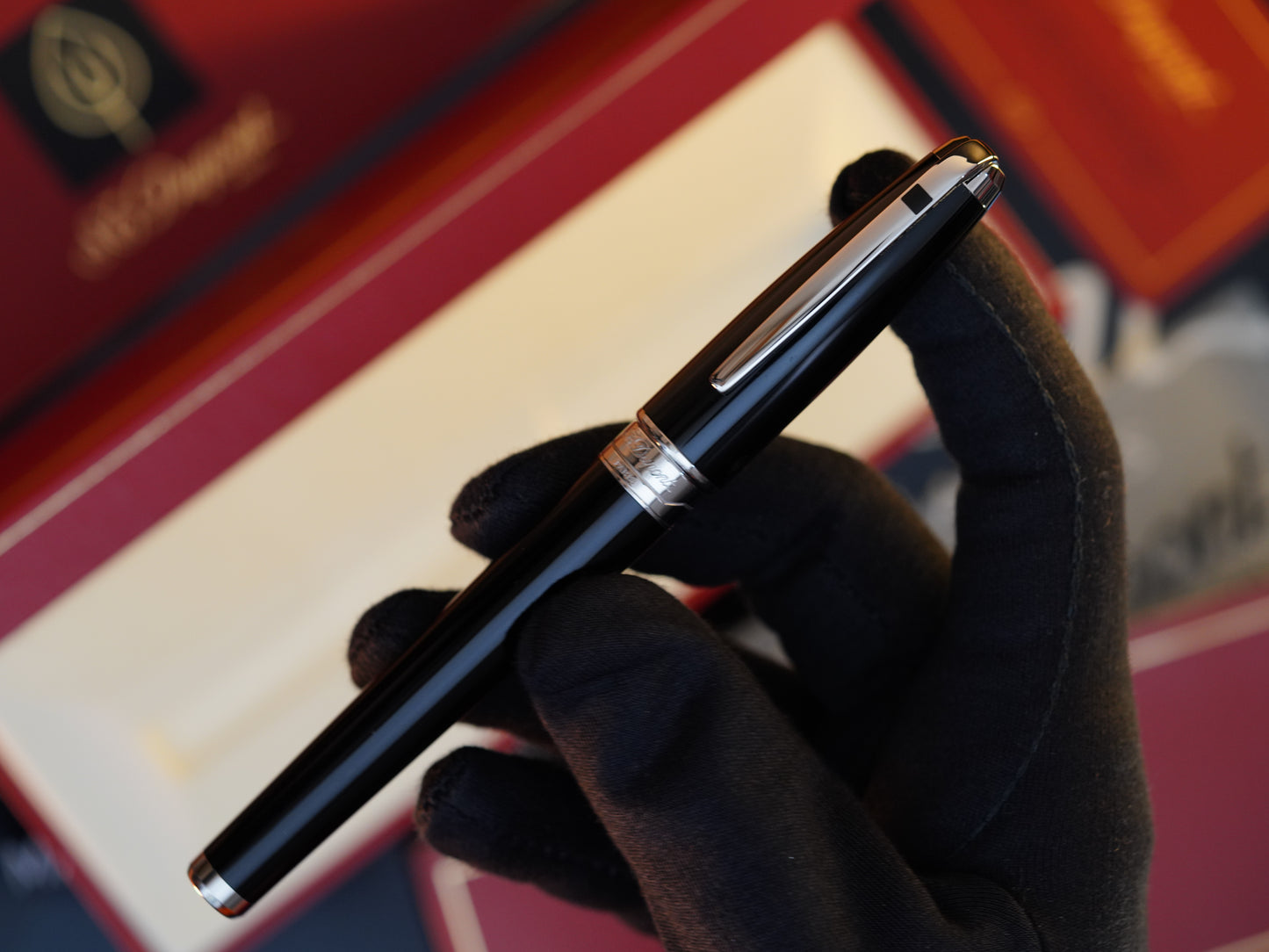 Vintage 1980 S.T. Dupont Fat Olympio Fountain Pen – Natural Black Lacquer – 18K Solid Gold Fine Nib – Luxury Collectible