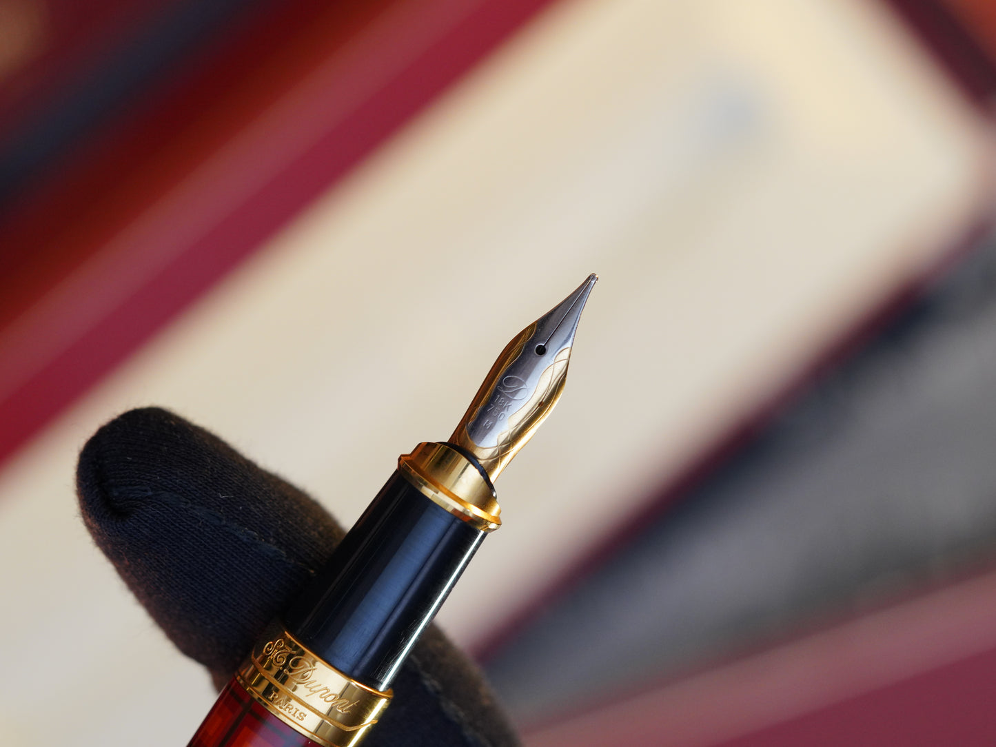 Vintage St Dupont Limited Natural Lacquer Vertigo Luxury 18k Solid Gold M Fountain Pen