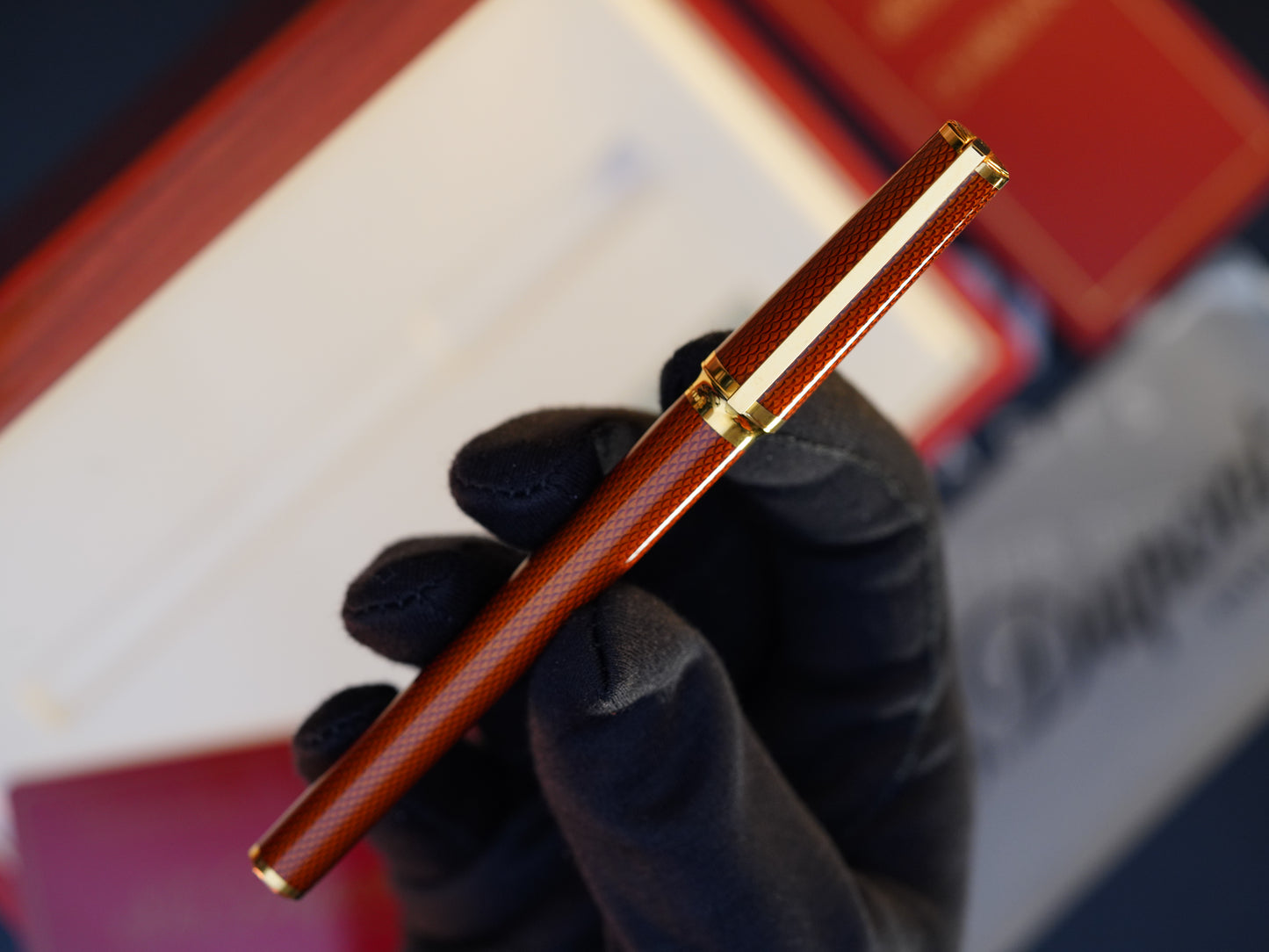 Vintage St Dupont Luxury Ambre Chairman Natural Lacquer 18k Solid Gold M Fountain Pen