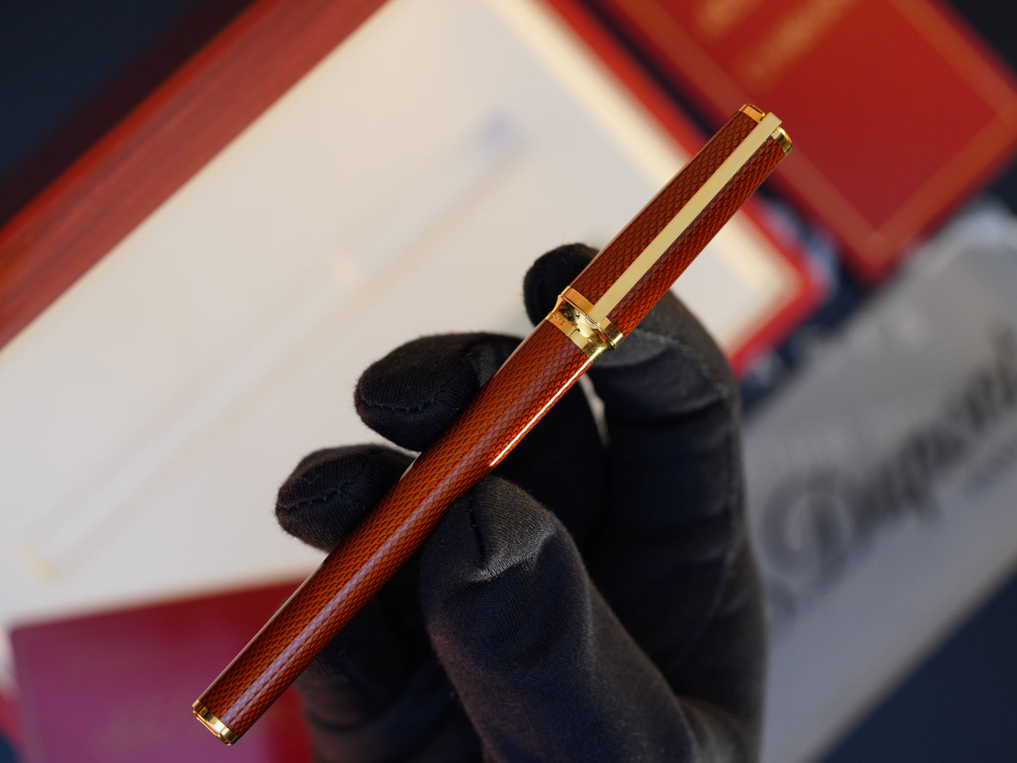 Vintage St Dupont Luxury Ambre Chairman Natural Lacquer 18k Solid Gold M Fountain Pen
