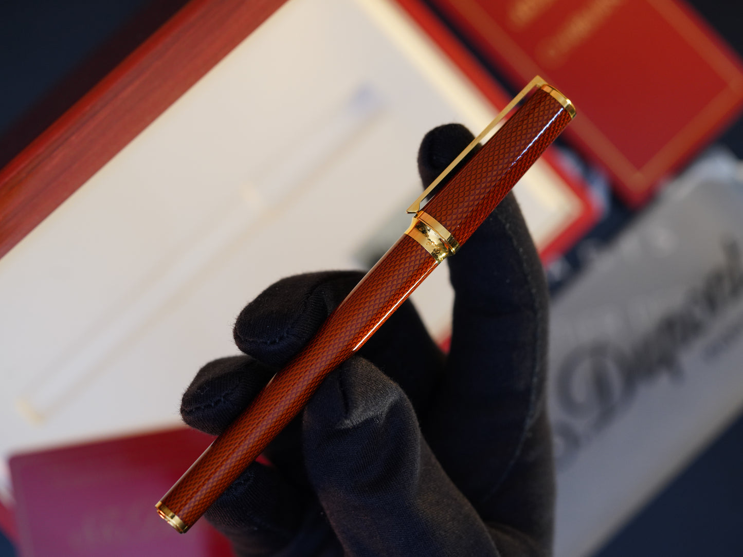 Vintage St Dupont Luxury Ambre Chairman Natural Lacquer 18k Solid Gold M Fountain Pen