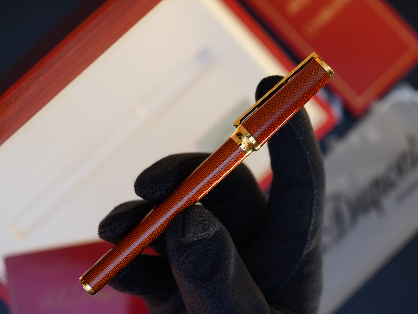 Vintage St Dupont Luxury Ambre Chairman Natural Lacquer 18k Solid Gold M Fountain Pen