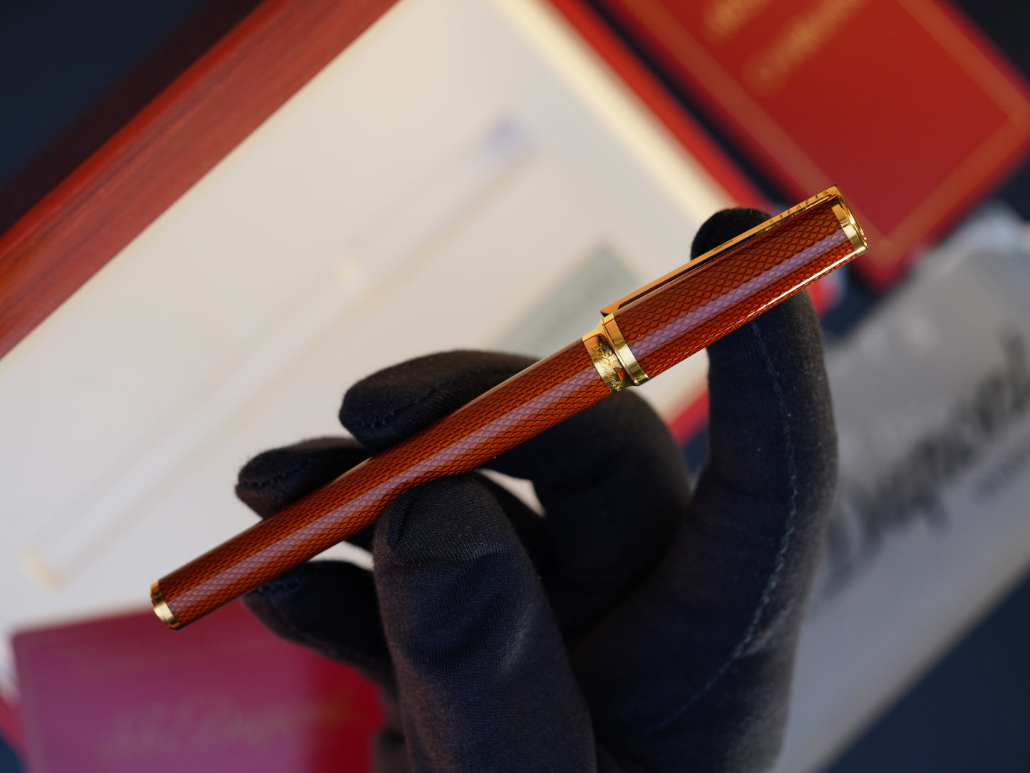 Vintage St Dupont Luxury Ambre Chairman Natural Lacquer 18k Solid Gold M Fountain Pen