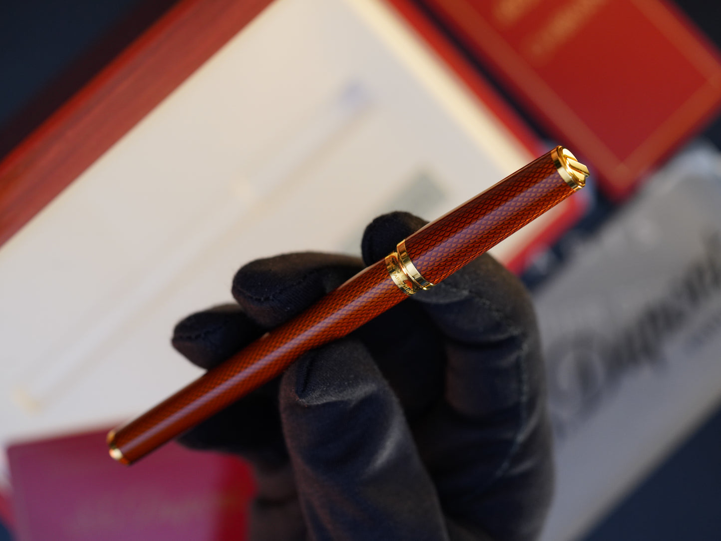 Vintage St Dupont Luxury Ambre Chairman Natural Lacquer 18k Solid Gold M Fountain Pen
