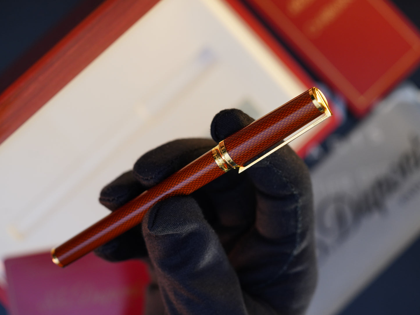 Vintage St Dupont Luxury Ambre Chairman Natural Lacquer 18k Solid Gold M Fountain Pen