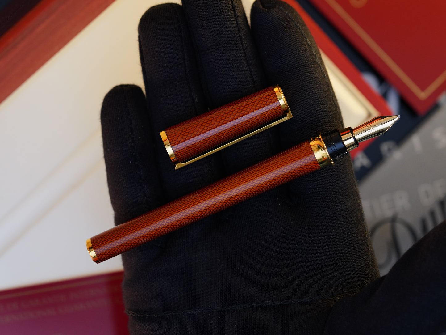 Vintage St Dupont Luxury Ambre Chairman Natural Lacquer 18k Solid Gold M Fountain Pen