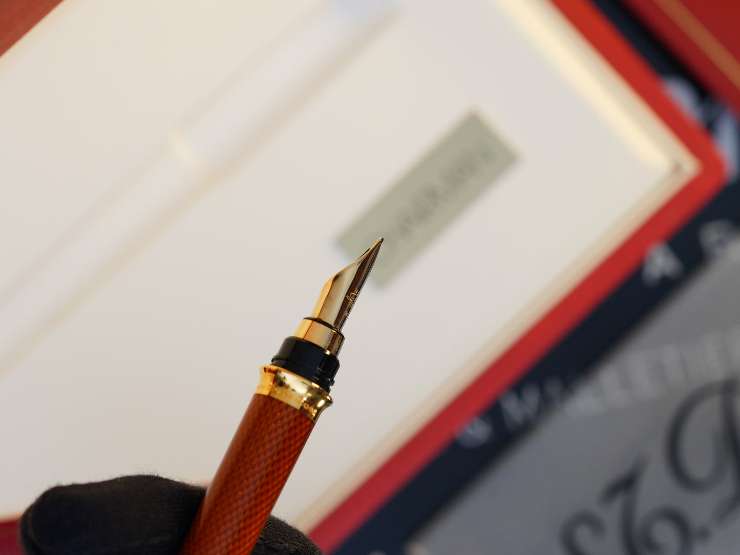 Vintage St Dupont Luxury Ambre Chairman Natural Lacquer 18k Solid Gold M Fountain Pen