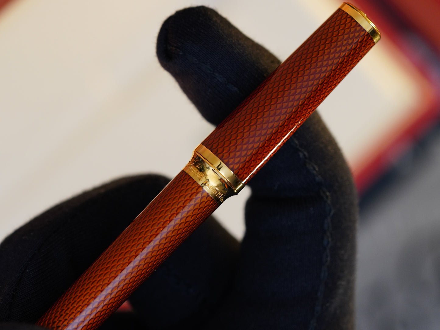 Vintage St Dupont Luxury Ambre Chairman Natural Lacquer 18k Solid Gold M Fountain Pen