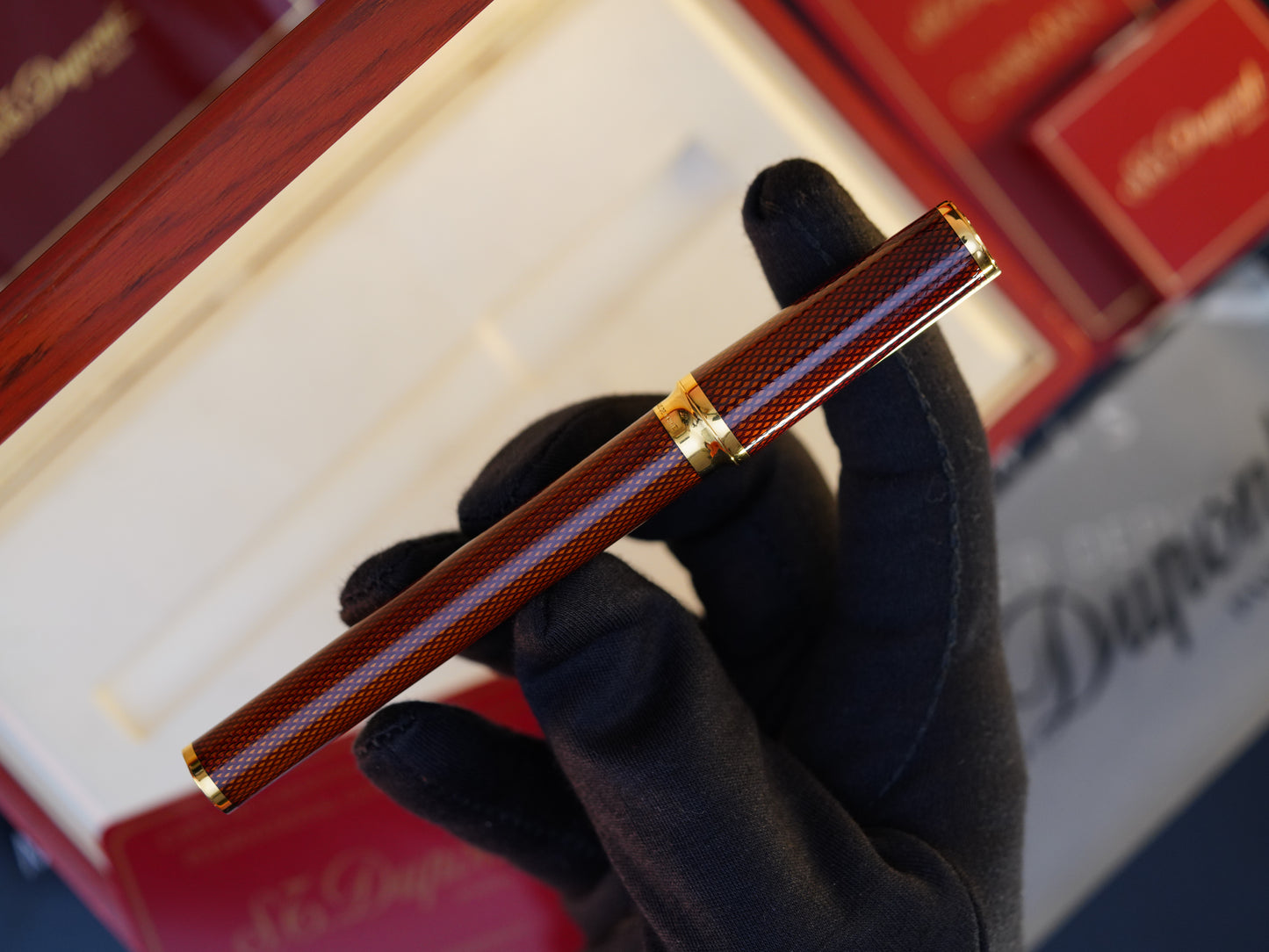 Vintage St Dupont Luxury Grenat Natural Lacquer Chairman 18k Solid Gold M Fountain Pen