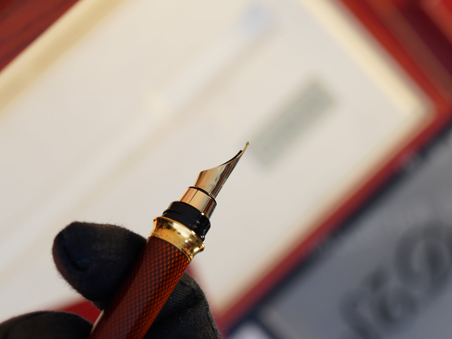 Vintage St Dupont Luxury Grenat Natural Lacquer Chairman 18k Solid Gold M Fountain Pen