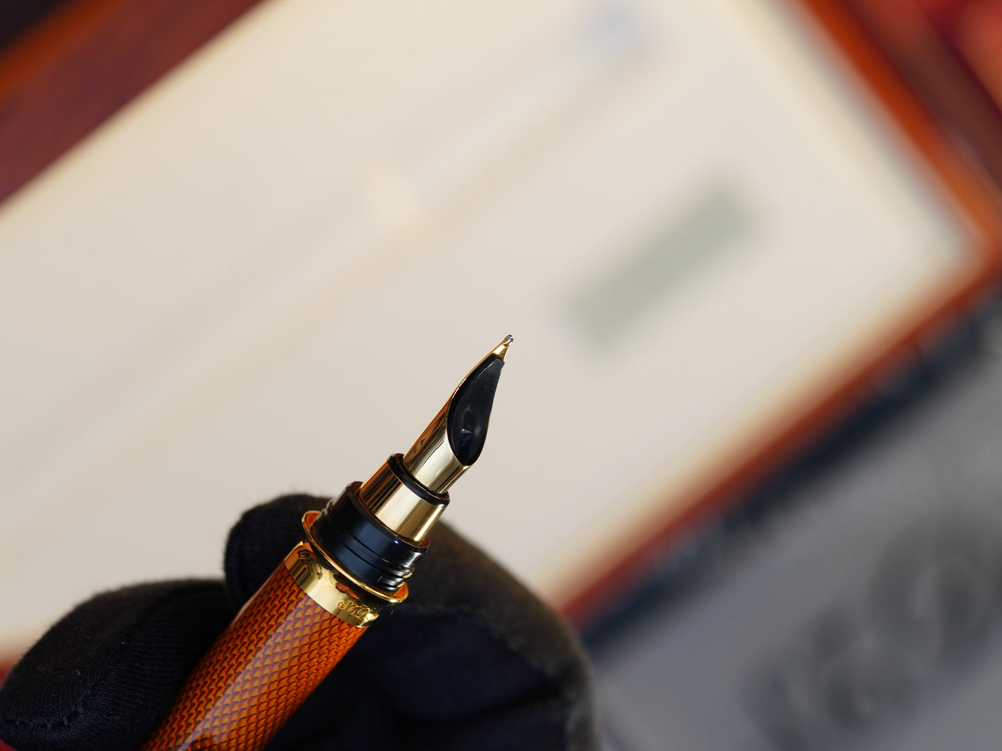 Vintage St Dupont Luxury Ambre Natural Lacquer Chairman 18k Solid Gold M Fountain Pen