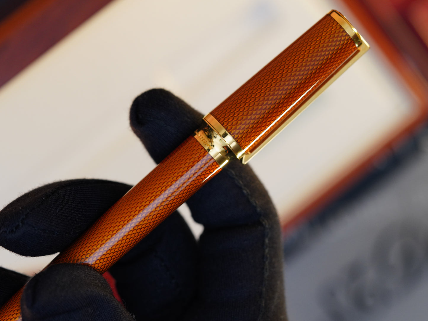 Vintage St Dupont Luxury Ambre Natural Lacquer Chairman 18k Solid Gold M Fountain Pen