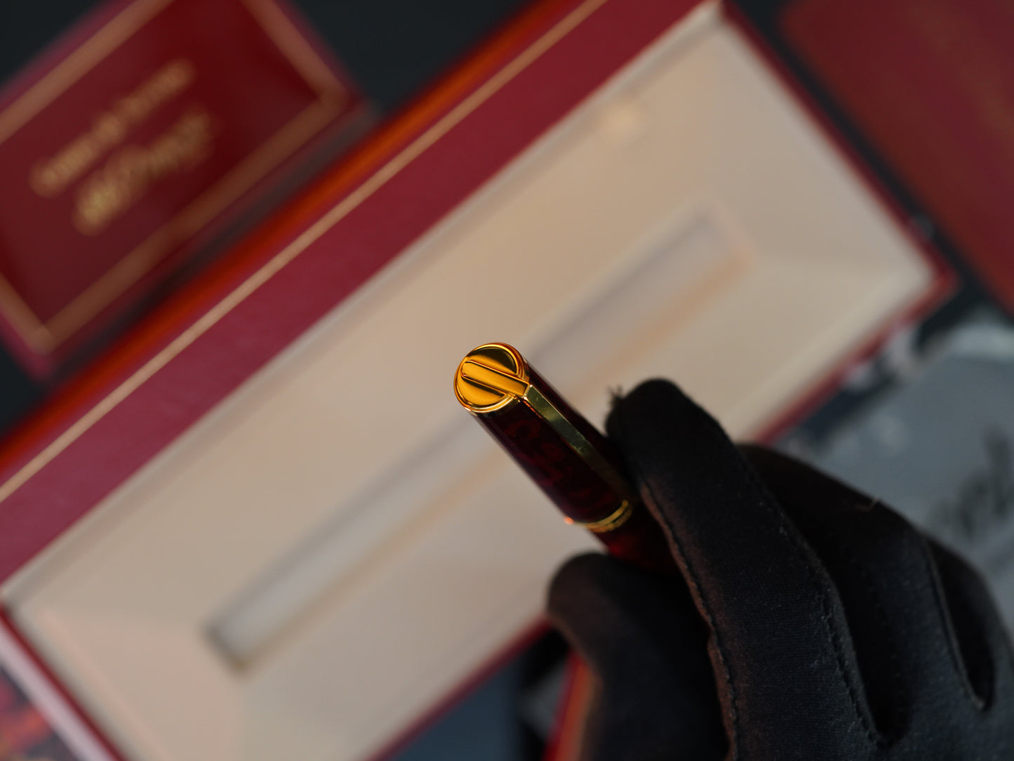 Vintage St Dupont Luxury 24k Gold Finish Natural Lacquer 18k Solid Gold Nib M Fountain Pen