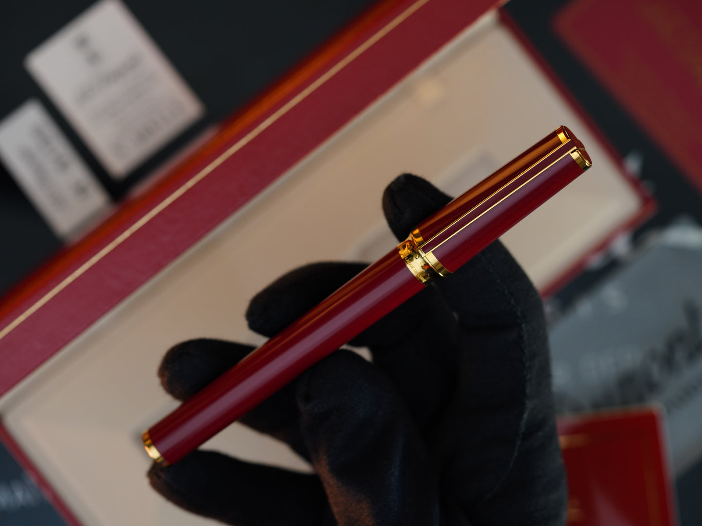 Vintage St Dupont Luxury 24k Gold Finish Natural Lacquer 18k Solid Gold Nib M Fountain Pen