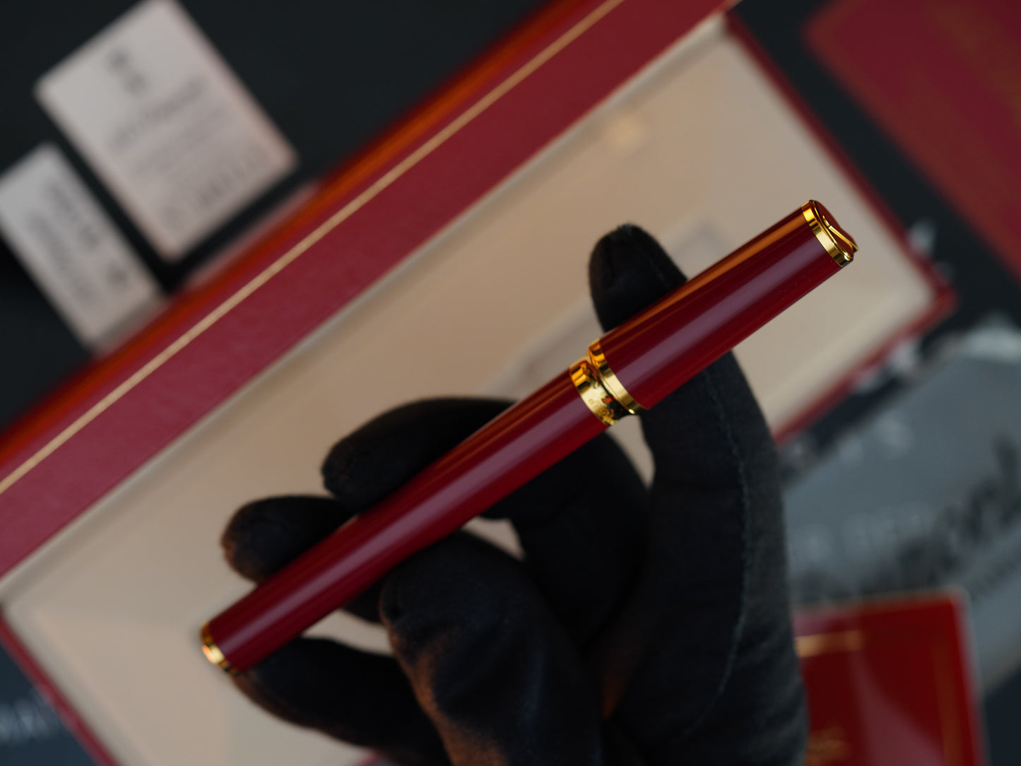 Vintage St Dupont Luxury 24k Gold Finish Natural Lacquer 18k Solid Gold Nib M Fountain Pen