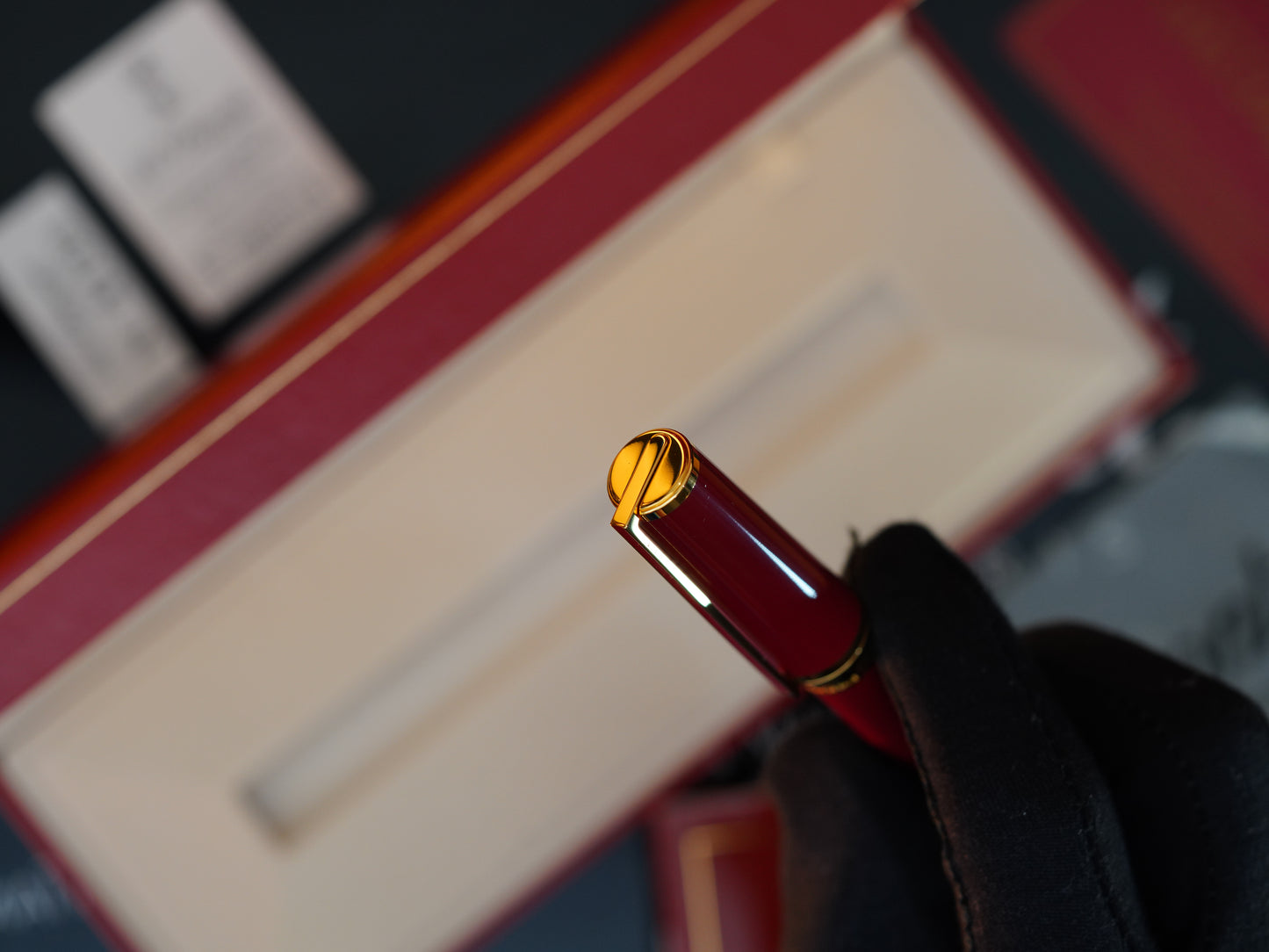Vintage St Dupont Luxury 24k Gold Finish Natural Lacquer 18k Solid Gold Nib M Fountain Pen